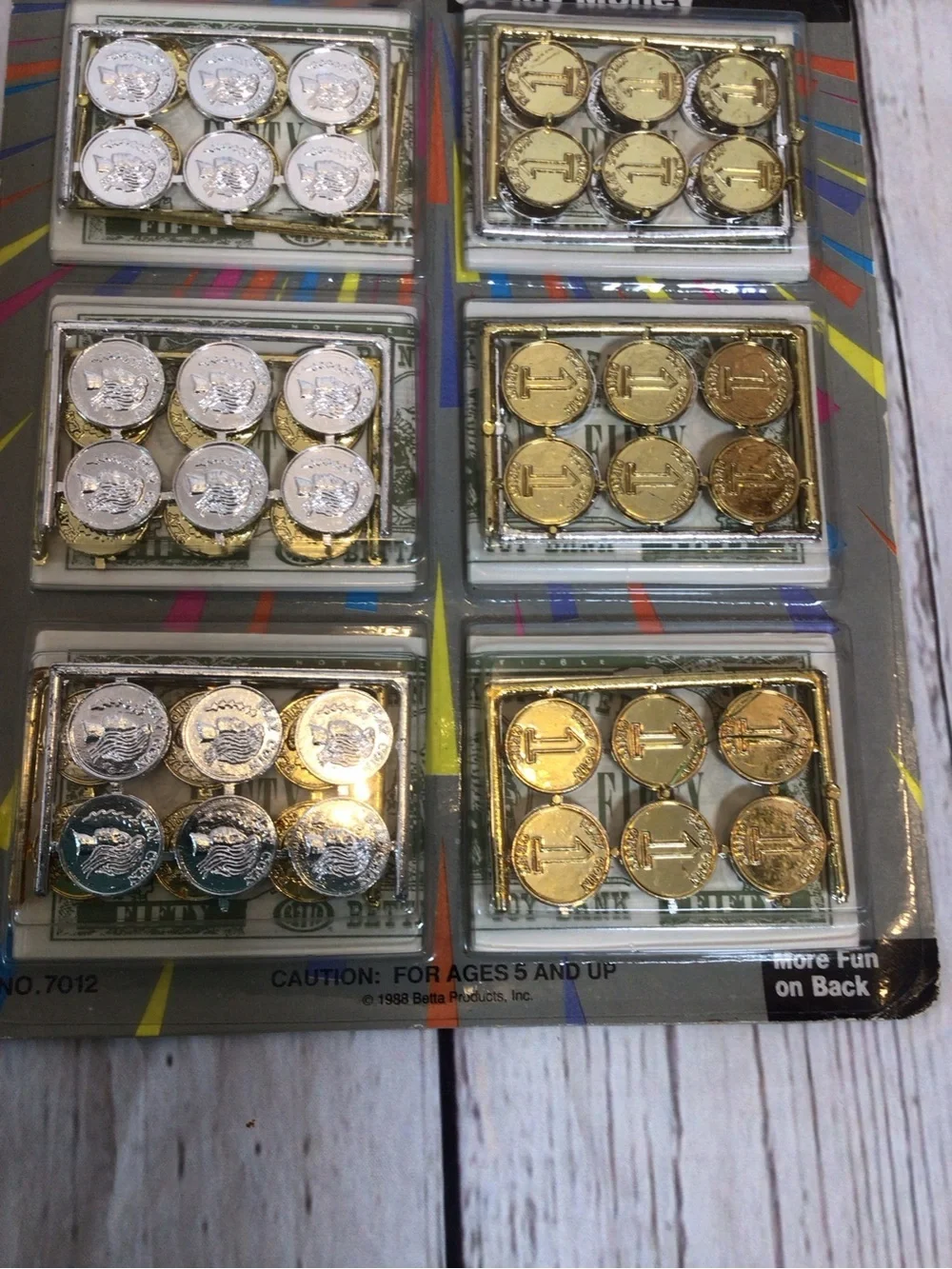 Vintage 1988 Betta Party Fun-Paks Play Money Coins Currency Sealed NOS Toy.